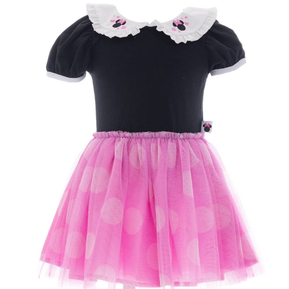 DISNEY Minnie Mouse Polka Dots Dress TODDLER GIRLS SIZE 4T Pink & Black NEW